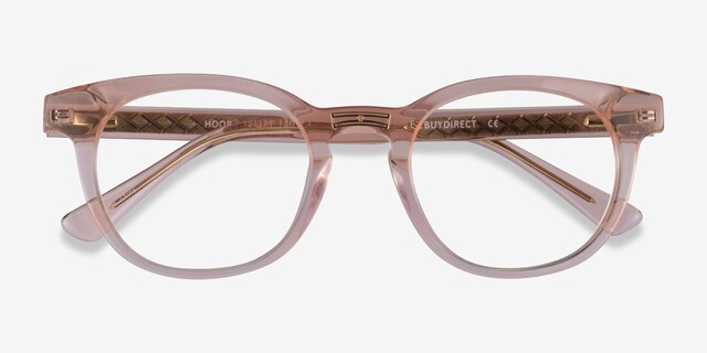 Hoop Clear Pink Gold AcetateEyeglass Frames from EyeBuyDirect, Closed View
