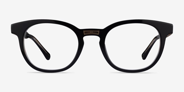 Hoop Black Gold AcetateEyeglass Frames from EyeBuyDirect, Front View
