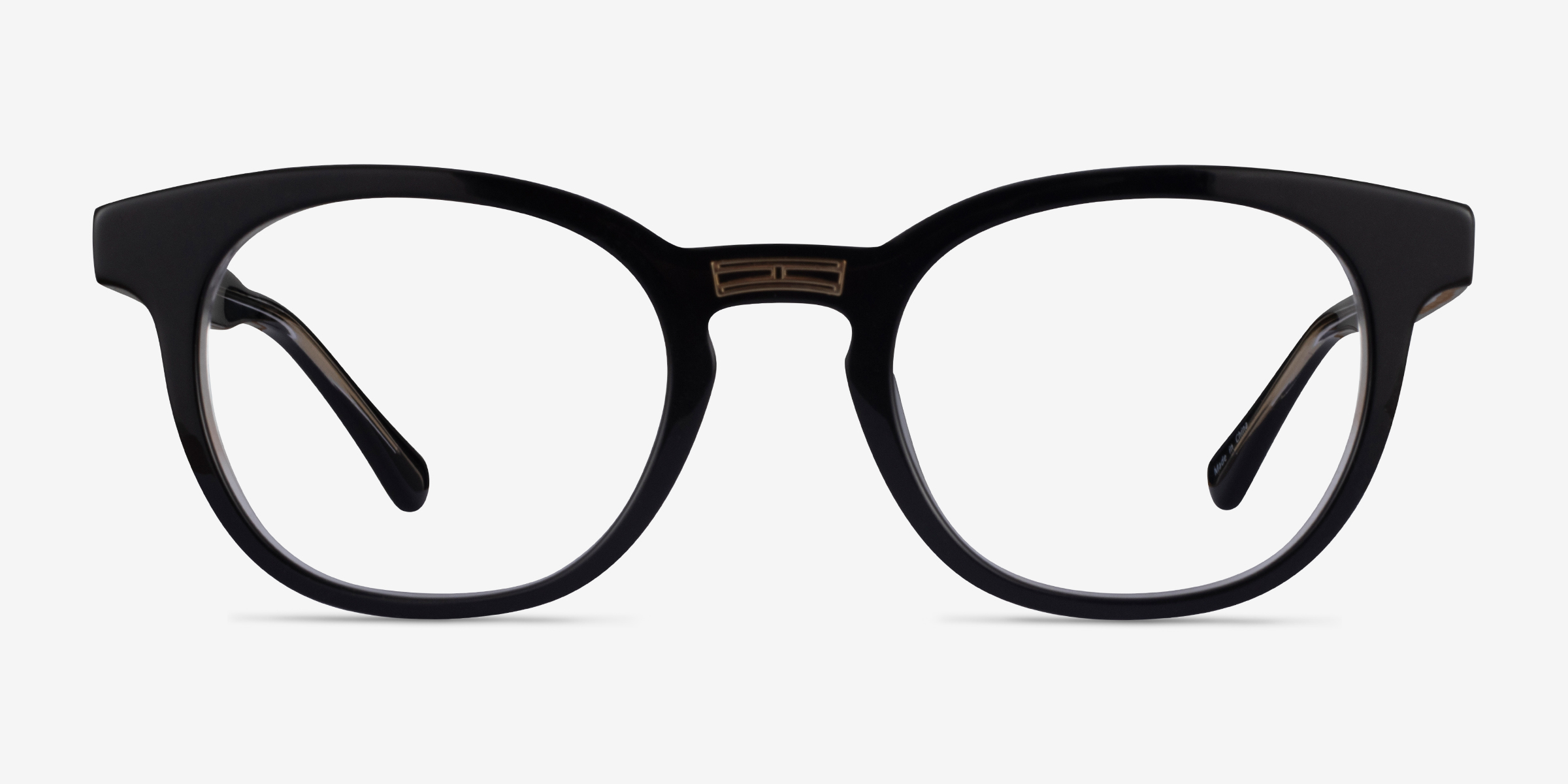 Hoop Oval Black Gold Glasses for Women | Eyebuydirect