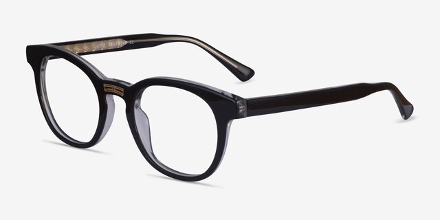 Hoop Black Gold AcetateEyeglass Frames from EyeBuyDirect, Angle View
