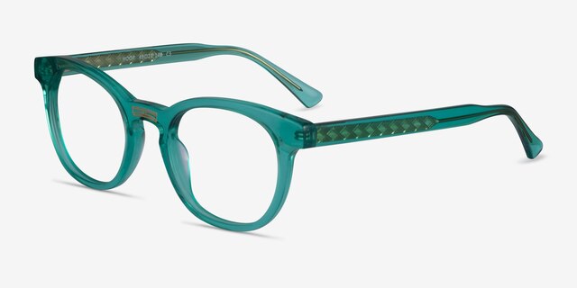 Hoop Emerald Green Gold AcetateEyeglass Frames from EyeBuyDirect, Angle View