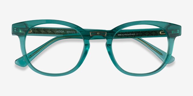 Hoop Emerald Green Gold AcetateEyeglass Frames from EyeBuyDirect, Closed View