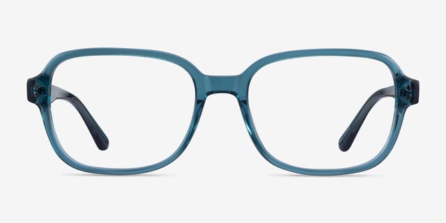 Patina Clear Blue AcetateEyeglass Frames from EyeBuyDirect, Front View