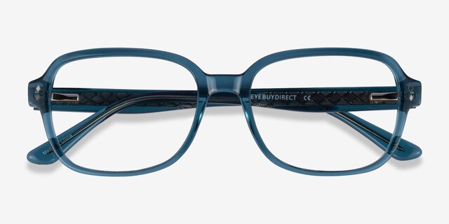 Patina Clear Blue AcetateEyeglass Frames from EyeBuyDirect, Closed View