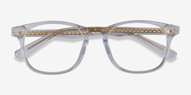 Casting Clear Gold AcetateEyeglass Frames from EyeBuyDirect, Closed View