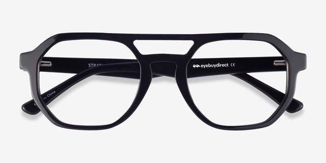 Stratum Black AcetateEyeglass Frames from EyeBuyDirect, Closed View