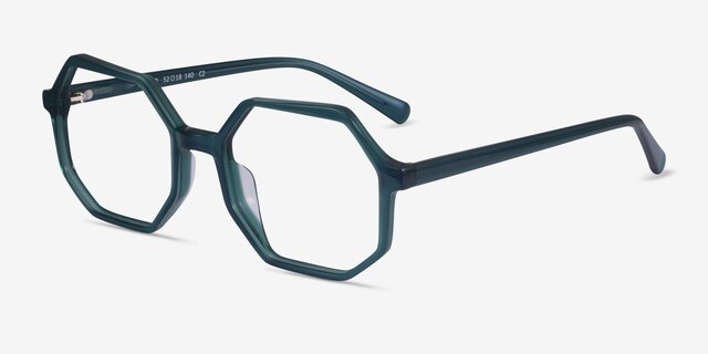 Glister Iridescent Dark Green AcetateEyeglass Frames from EyeBuyDirect, Angle View