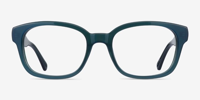 Neon Iridescent Dark Green AcetateEyeglass Frames from EyeBuyDirect, Front View