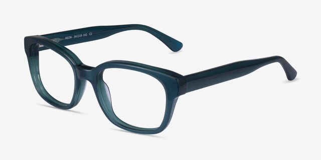 Neon Iridescent Dark Green AcetateEyeglass Frames from EyeBuyDirect, Angle View