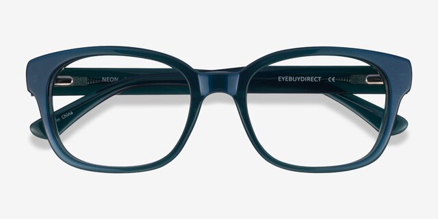 Neon Iridescent Dark Green AcetateEyeglass Frames from EyeBuyDirect, Closed View