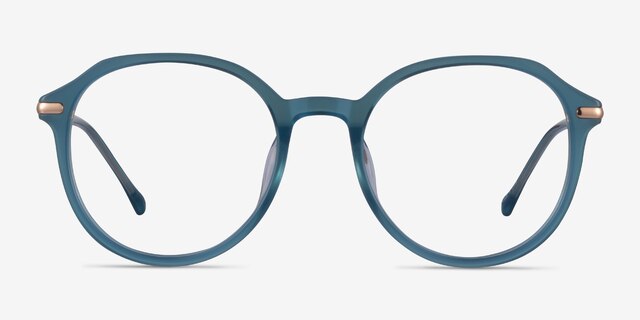 Original Iridescent Blue AcetateEyeglass Frames from EyeBuyDirect, Front View