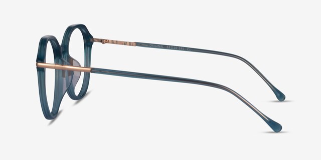 Original Iridescent Blue AcetateEyeglass Frames from EyeBuyDirect, Side View