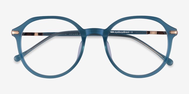 Original Iridescent Blue AcetateEyeglass Frames from EyeBuyDirect, Closed View
