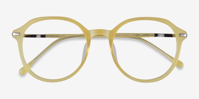 Original Iridescent Yellow AcetateEyeglass Frames from EyeBuyDirect, Closed View