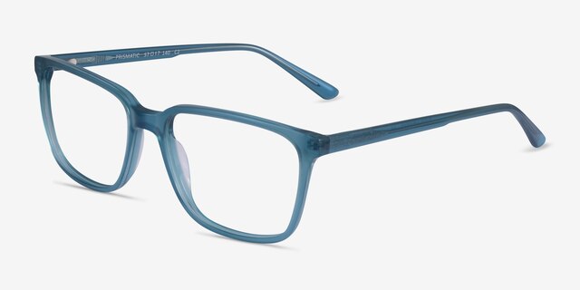 Prismatic Iridescent Blue AcetateEyeglass Frames from EyeBuyDirect, Angle View