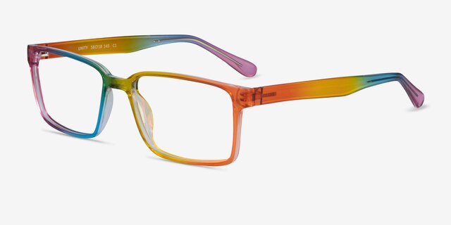 Unity Rainbow PlasticEyeglass Frames from EyeBuyDirect, Angle View