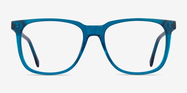 Latitude Clear Blue AcetateEyeglass Frames from EyeBuyDirect, Front View