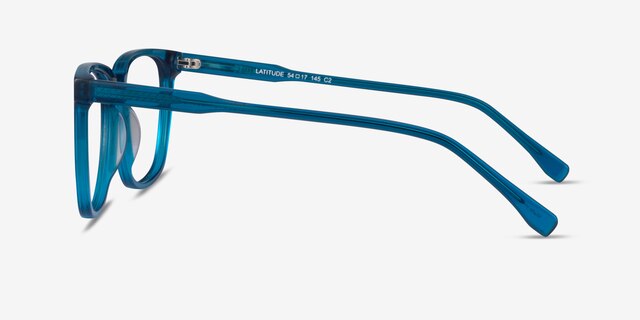 Latitude Clear Blue AcetateEyeglass Frames from EyeBuyDirect, Side View