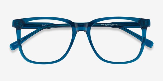 Latitude Clear Blue AcetateEyeglass Frames from EyeBuyDirect, Closed View