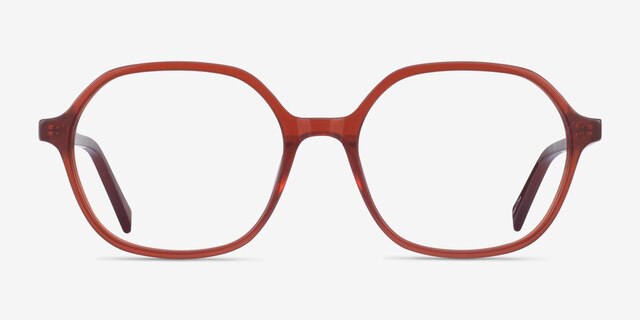 Pigment Terracotta Red AcetateEyeglass Frames from EyeBuyDirect, Front View