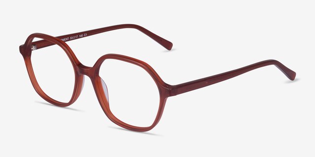 Pigment Terracotta Red AcetateEyeglass Frames from EyeBuyDirect, Angle View