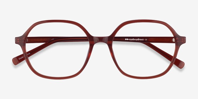 Pigment Terracotta Red AcetateEyeglass Frames from EyeBuyDirect, Closed View