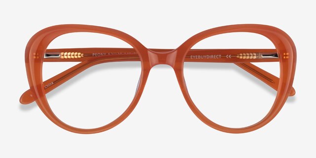 Peony Clear Orange AcetateEyeglass Frames from EyeBuyDirect, Closed View