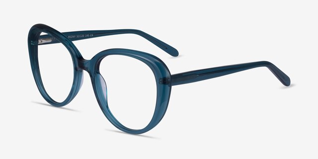 Peony Clear Teal AcetateEyeglass Frames from EyeBuyDirect, Angle View