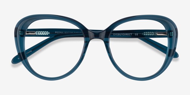 Peony Clear Teal AcetateEyeglass Frames from EyeBuyDirect, Closed View