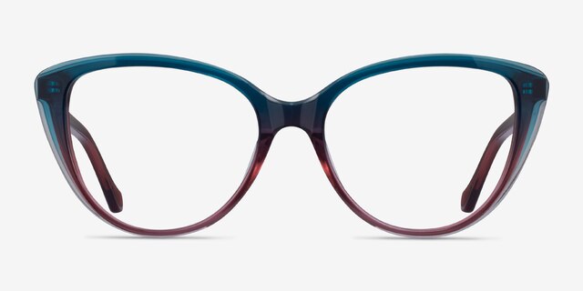 Destin Blue Burgundy AcetateEyeglass Frames from EyeBuyDirect, Front View