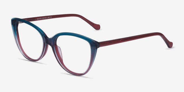 Destin Blue Burgundy AcetateEyeglass Frames from EyeBuyDirect, Angle View