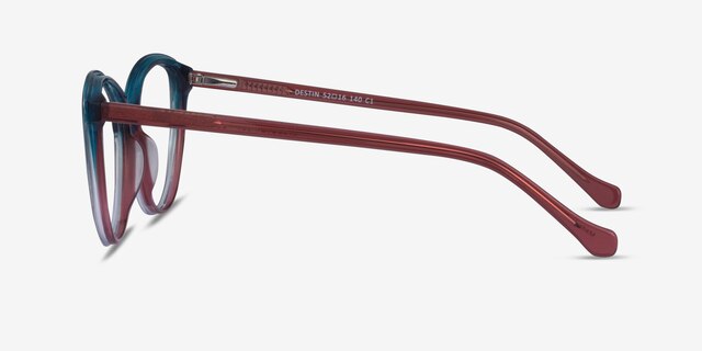 Destin Blue Burgundy AcetateEyeglass Frames from EyeBuyDirect, Side View
