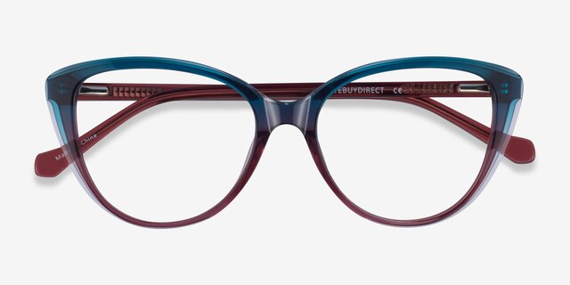 Destin Blue Burgundy AcetateEyeglass Frames from EyeBuyDirect, Closed View