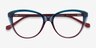 Destin Blue Burgundy AcetateEyeglass Frames from EyeBuyDirect, Closed View