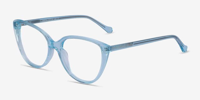 Destin Clear Blue AcetateEyeglass Frames from EyeBuyDirect, Angle View