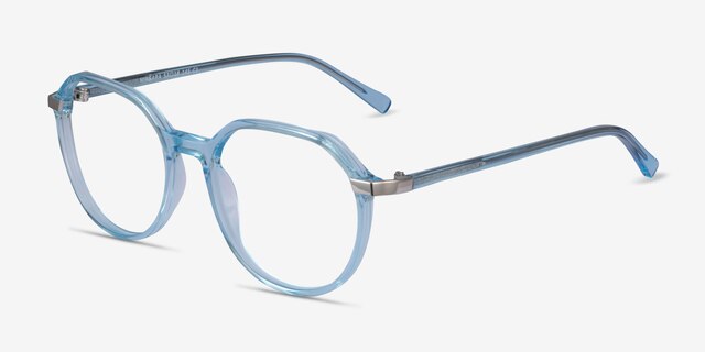 Niagara Clear Blue AcetateEyeglass Frames from EyeBuyDirect, Angle View