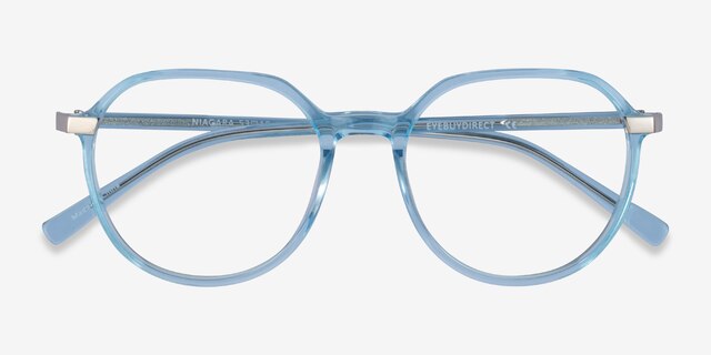 Niagara Clear Blue AcetateEyeglass Frames from EyeBuyDirect, Closed View