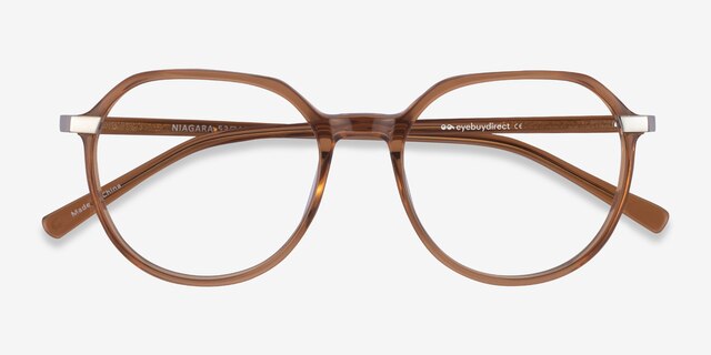 Niagara Clear Brown AcetateEyeglass Frames from EyeBuyDirect, Closed View