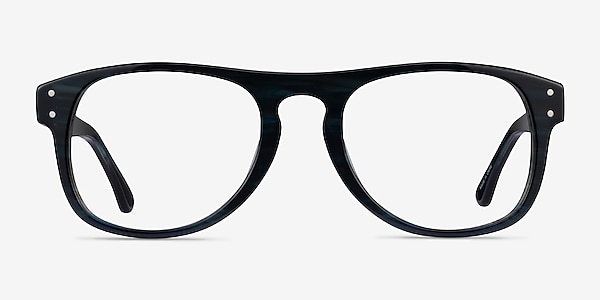 Galveston Dark Blue Striped Acetate Eyeglass Frames