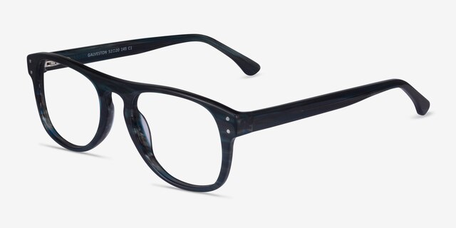 Galveston Dark Blue Striped AcetateEyeglass Frames from EyeBuyDirect, Angle View
