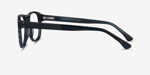 Galveston Dark Blue Striped AcetateEyeglass Frames from EyeBuyDirect, Side View