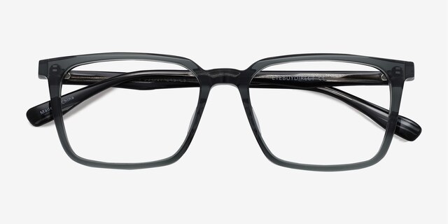 Basic Clear Gray   Black AcetateEyeglass Frames from EyeBuyDirect, Closed View