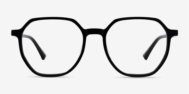 Tiki Black AcetateEyeglass Frames from EyeBuyDirect, Front View