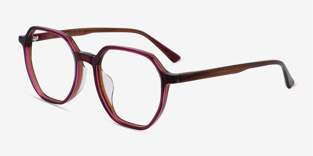 Tiki Brown   Pink AcetateEyeglass Frames from EyeBuyDirect, Angle View
