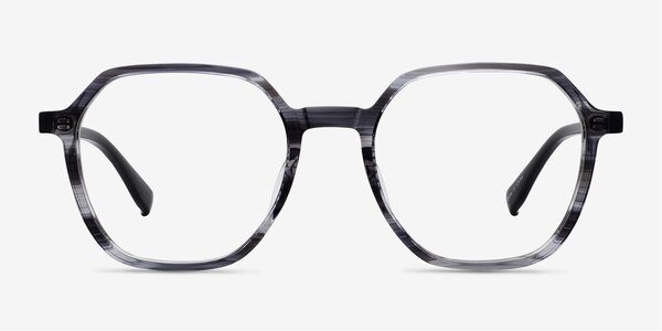 Oscar Gray Striped   Black Acetate Eyeglass Frames