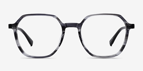 Oscar Gray Striped   Black Acetate Eyeglass Frames