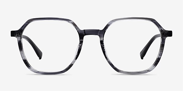 Oscar Gray Striped Black Acetate Eyeglass Frames