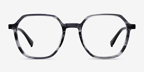 Oscar Gray Striped   Black Acetate Eyeglass Frames