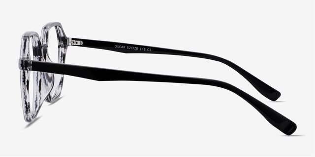 Oscar Gray Striped   Black AcetateEyeglass Frames from EyeBuyDirect, Side View
