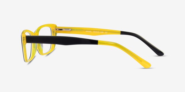 Angel Black Clear Yellow AcétateMontures de lunettes de vue d'EyeBuyDirect, Vue de Côté